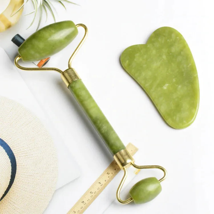 Jade Roller & Gua Sha Facial Stone Set